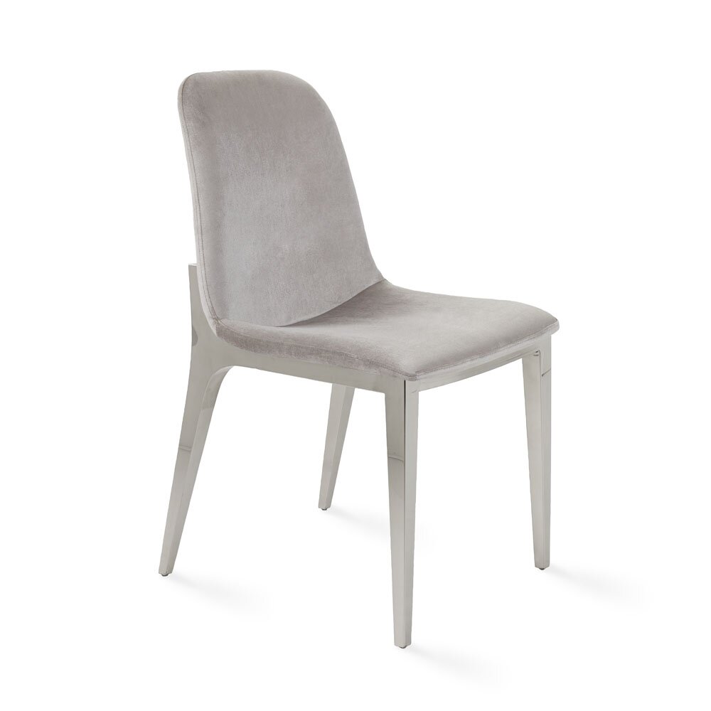Minos Dining Chair: Grey Velvet